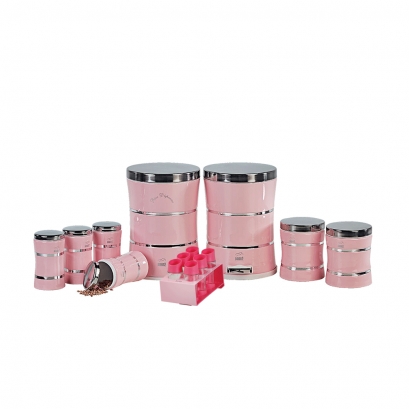 سرویس جهیزیه 15 پارچه-دوخط-صورتی لایت دراستیل