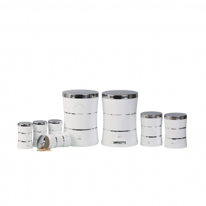 سرویس جهیزیه 8پارچه کمر باریک-دوخط-سفید در استیل