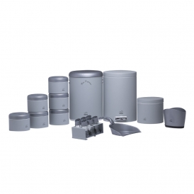 سرویس جهیزیه 18 پارچه ساده نقره ای سمباده ای در پلیمری