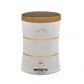 سطل پدالدار 14 لیتری کمر باریک Silent–دوخط  سفید در استیل طلایی